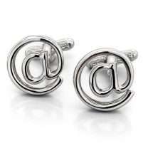 Silver Plated @ Sign Cufflinks