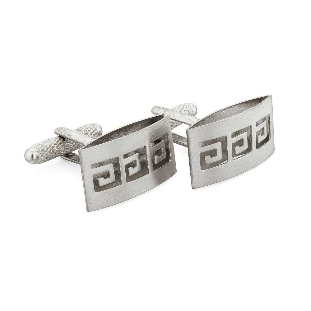 CK246-silver-plated-matt-finish-grecian-design-cufflinks-side-image CK246-silver-plated-matt-finish-grecian-design-cufflinks-side-image