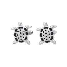 Silver Plated Matt Turtle Cufflinks