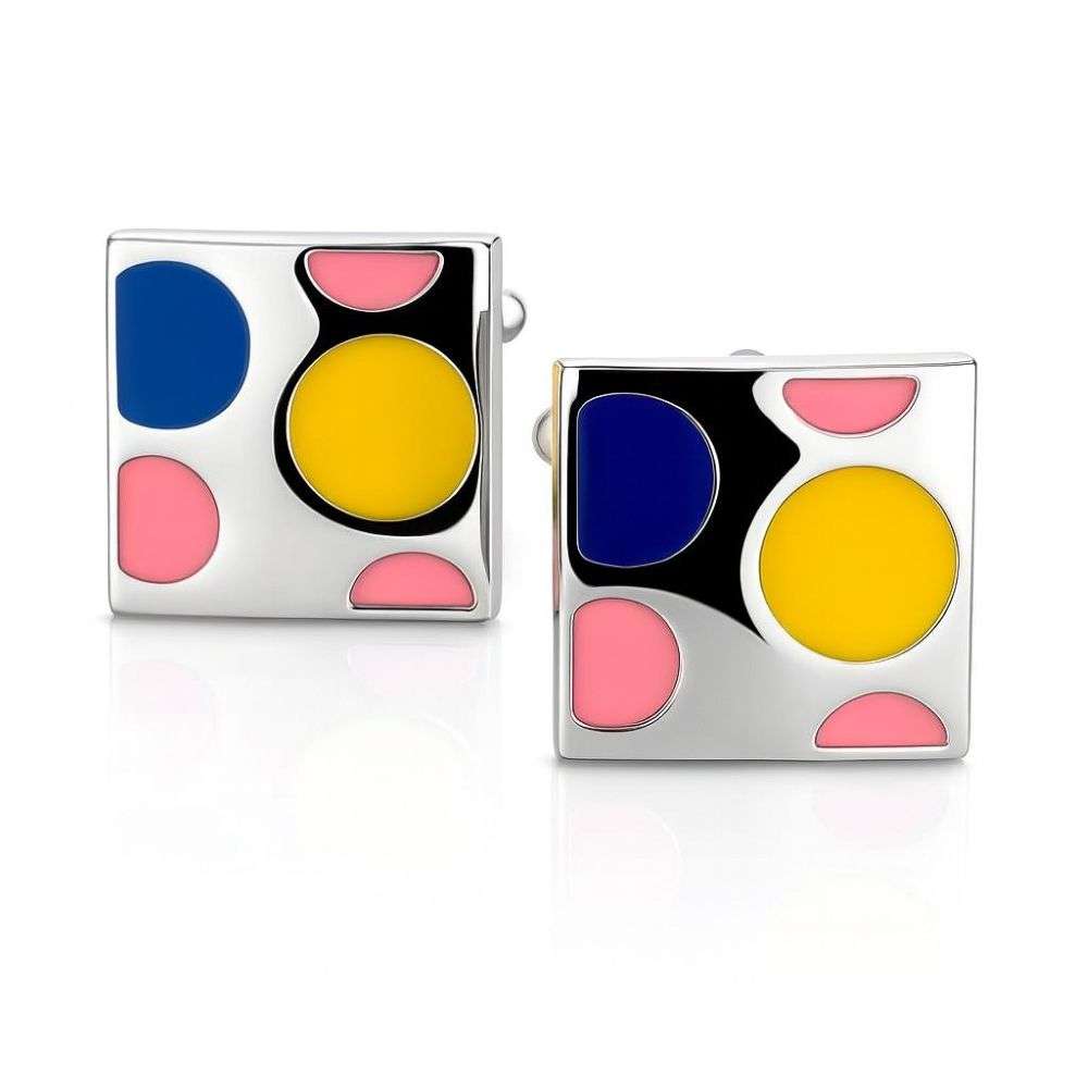 CK466-silver-plated-yellow-blue-pink-round-cufflinks-front-image
