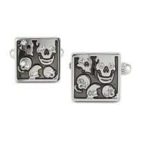 Silver Plated Skull With CZ Set Cufflinks