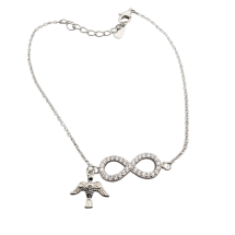 Sterling Silver Confirmation CZ Infinity Adjustable Bracelet