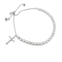 Sterling Silver Childs CZ Charm Bracelet