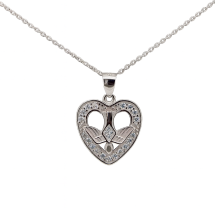 Sterling Silver Confirmation CZ Heart Pendant And Chain