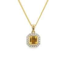 9ct Gold Citrine And 0.13ct Diamond Halo Pendant