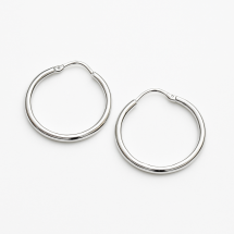 Sterling Silver 20mm Polished Tube Hoop Earrings