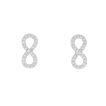 Sterling Silver CZ Set Infinity Stud Earrings