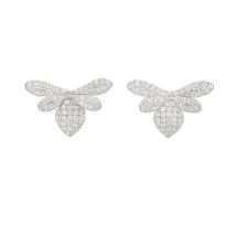 Sterling Silver Wide CZ Set Butterfly Stud Earrings