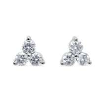 Sterling Silver Triple CZ Claw Stud Earrings