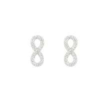 Sterling Silver White CZ Infinity Stud Earrings