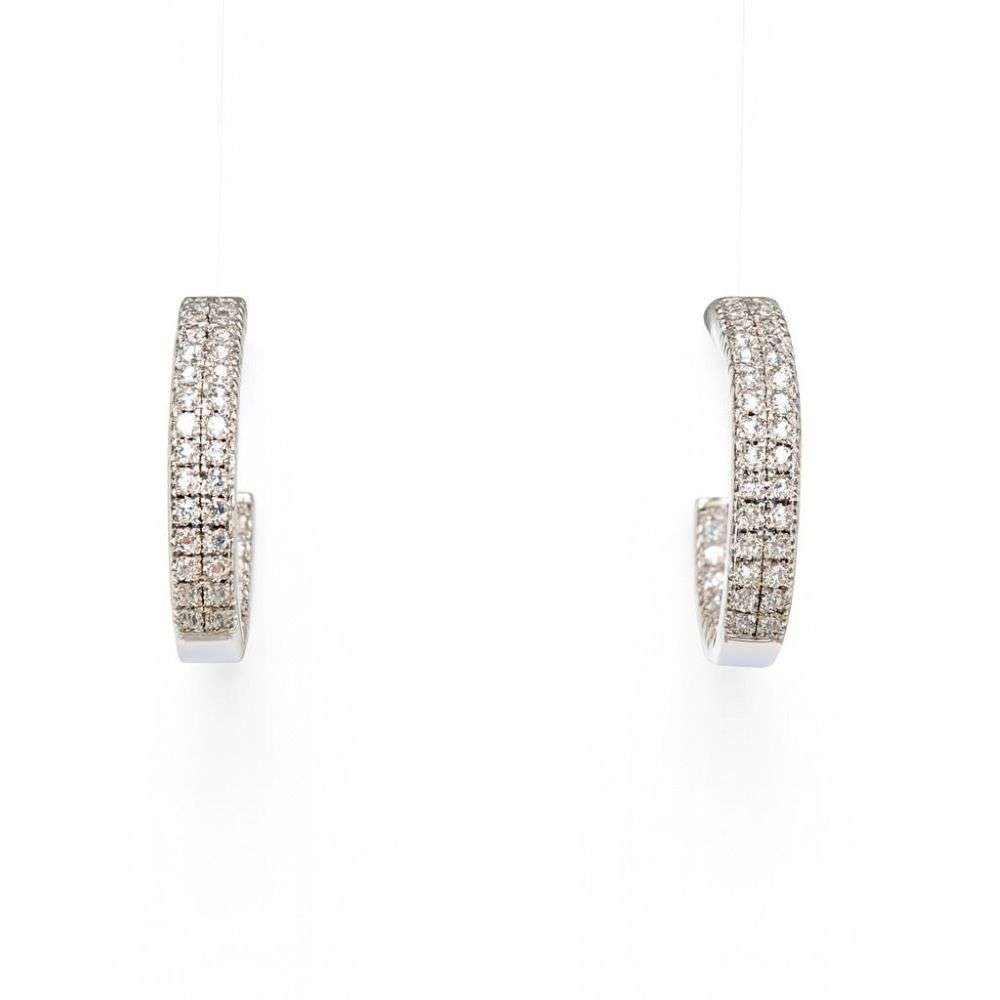 thumbnail image 2 of MATERIA Sterling Silver 925 Diamond-Cut Creole Earrings – 30mm Glitter Silver Hoops 2 of 4