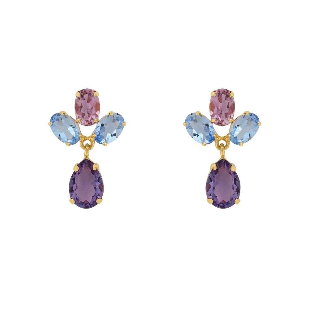 E2401304F Sterling silver gold plated coloured stone drop earrings front image E2401304F Sterling silver gold plated coloured stone drop earrings front image
