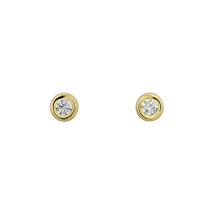 Sterling Silver 4mm Gold Bezel Set Stud Earrings
