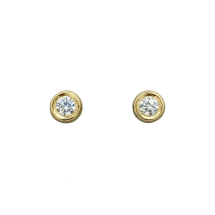 Sterling Silver 5mm Gold Bezel Set Stud Earrings