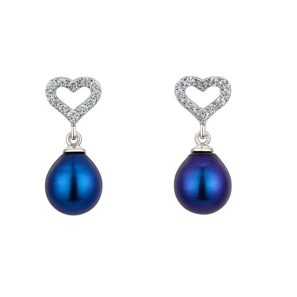 EAG1258-sterling-silver-cz-heart-top-black-pearl-drop-earrings-front-image