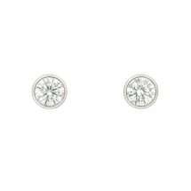 9ct White Gold Round Brilliant Bezel Stud Earrings