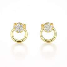 9ct Yellow Gold Open Circle CZ Stud Earrings