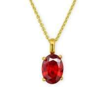 9ct Yellow Gold Garnet CZ January Pendant And Chain