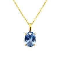 9ct Yellow Gold Aqua CZ March Pendant And Chain