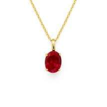 9ct Yellow Gold Red CZ July Pendant And Chain