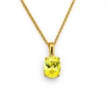 9ct Yellow Gold Peridot CZ August Pendant And Chain