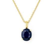 9ct Yellow Gold Sapphire CZ September Pendant And Chain
