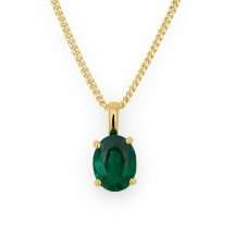 9ct Yellow Gold Emerald CZ May Pendant And Chain