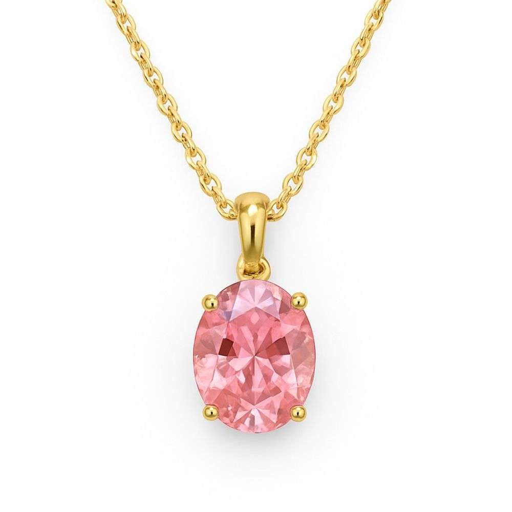 EP307A1-OCT-9ct-Yellow-Gold-Pink-CZ-October-Pendant-And-Chain-front-image