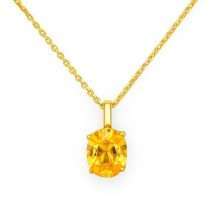 9ct Yellow Gold Citrine CZ November Pendant And Chain