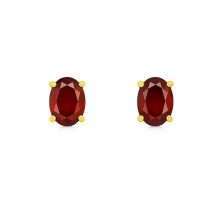 9ct Yellow Gold Garnet CZ January Stud Earrings
