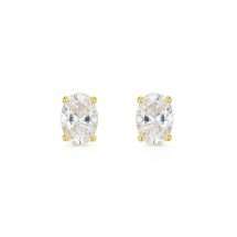 9ct Yellow Gold White CZ April Stud Earrings