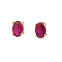9ct Yellow Gold Ruby CZ July Stud Earrings