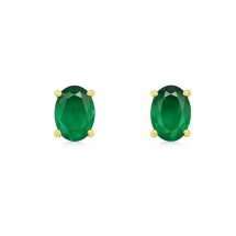9ct Yellow Gold Emerald CZ May Stud Earrings