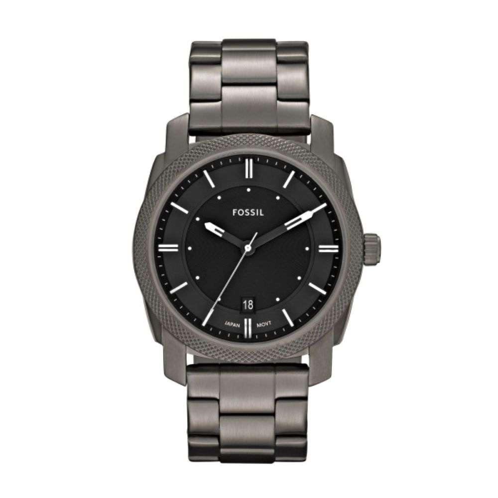FS4774 Fossil Mens Machine dark grey metal black dial watch front image FS4774 Fossil Mens Machine dark grey metal black dial watch front image