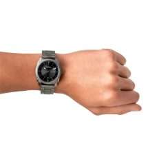 Fossil Mens Machine Dark Steel Black Dial Watch FS4774