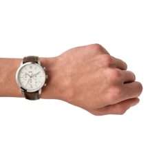 Fossil Mens Neutra Steel Case Leather Strap Watch FS5380