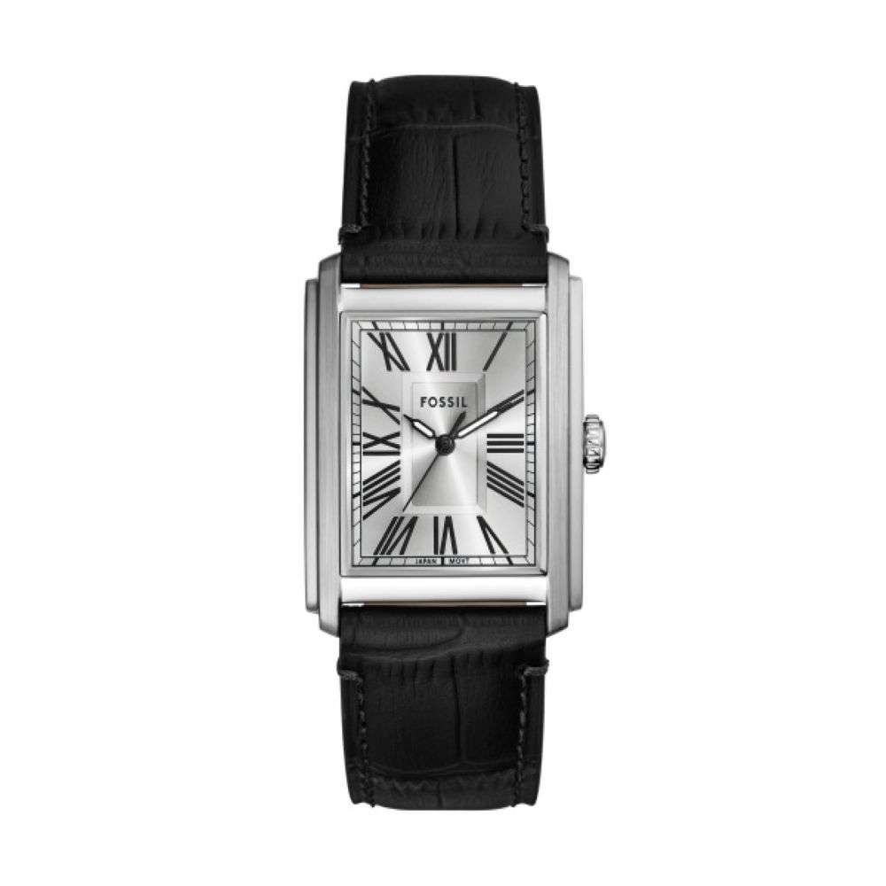 FS6078 Fossil Mens Carraway Steel Case Leather Strap Watch front image