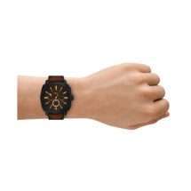 Fossil Mens Machine Dark Steel Leather Watch FS6101