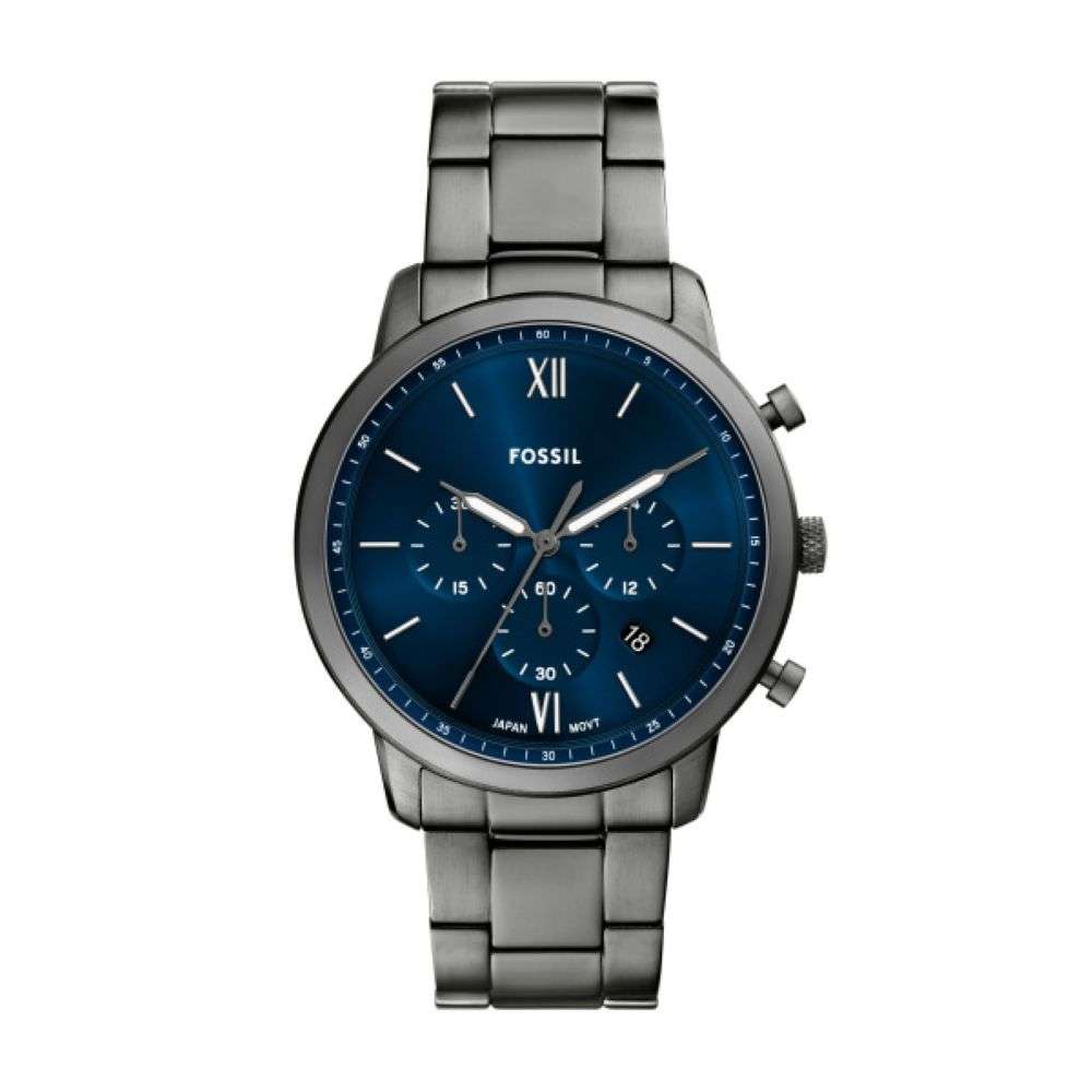 FS6111 Fossil Mens Neutra grey steel blue dial watch front image FS6111 Fossil Mens Neutra grey steel blue dial watch front image