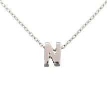 Sterling Silver Floating "N" Initial Pendant And Chain