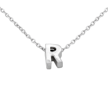 Sterling Silver Floating "R" Initial Pendant And Chain