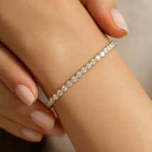 Sterling Silver White CZ Rub Over Tennis Style Bracelet
