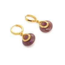 Sterling Silver Gold Amethyst Style Hoop Charm Earrings