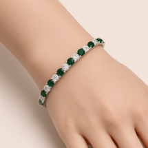Sterling Silver Green And White CZ Tennis Bracelet