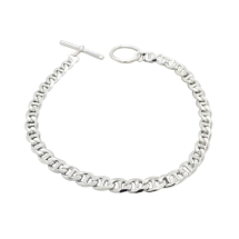 Sterling Silver Rambo Curb Link T-Bar Clasp Bracelet