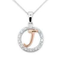 Sterling Silver CZ Rose Gold Initial 