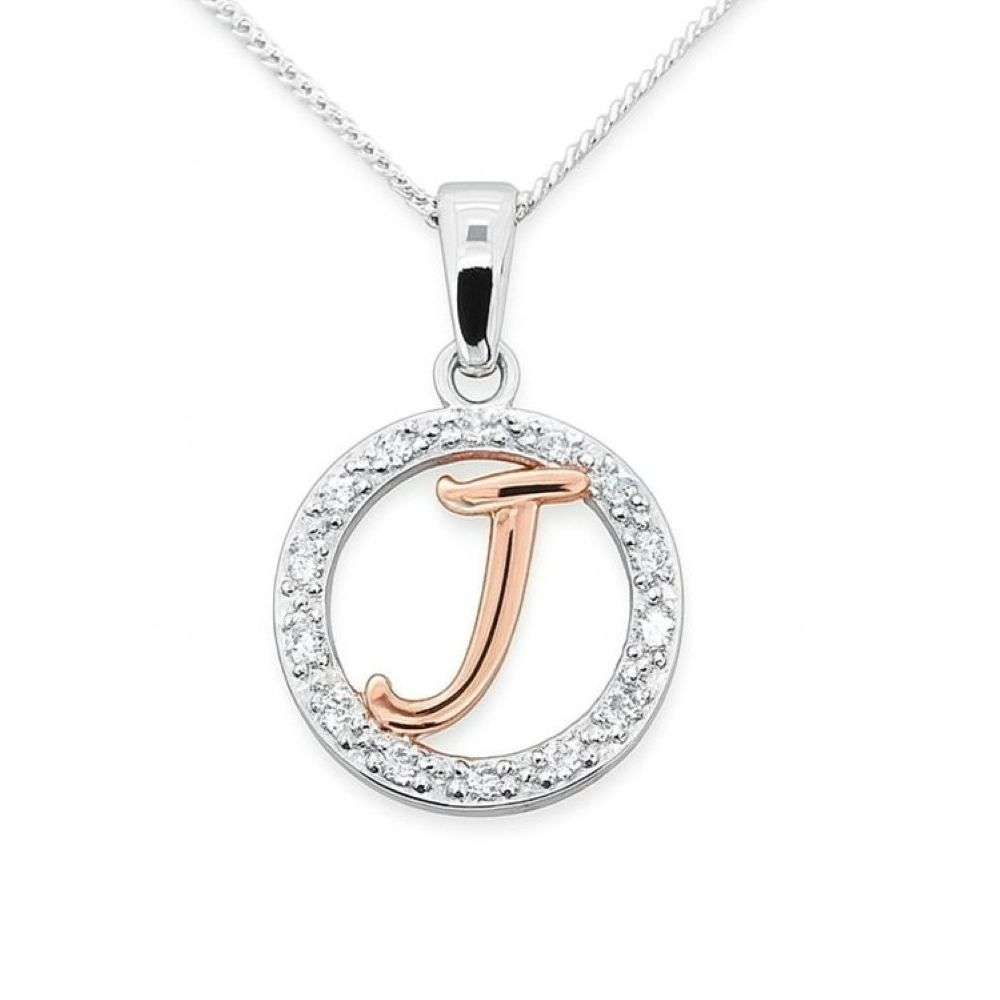 H2278-J-sterlin-silver-rose-gold-plated-letter-J-pendant-and-chain-front-top-image H2278-J-sterlin-silver-rose-gold-plated-letter-J-pendant-and-chain-front-top-image