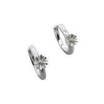 Sterling Silver Daisy Huggie Earrings
