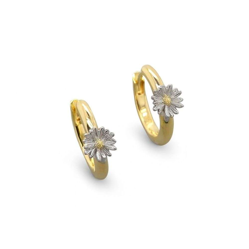 H5009-Y-sterling-silver-gold-plated-hoop-earrings-daisy-charm-main-image H5009-Y-sterling-silver-gold-plated-hoop-earrings-daisy-charm-main-image