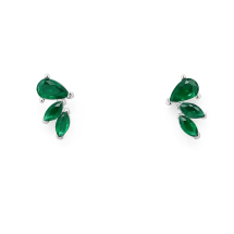 Sterling Silver Emerald CZ Stud Earrings